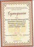 Сертификат участника "Звездный маршрут"